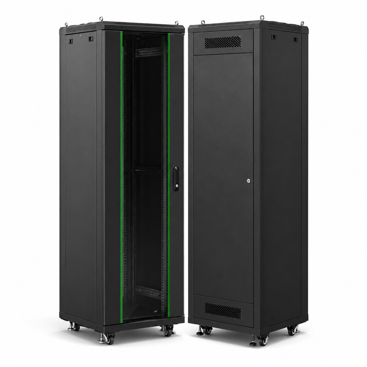 GERMA GM.LIN-XN42U68 - 42U 19" GERMA LIN-XN SERIES FREE STANDING TYPE CABINET FRONT GLASS / REAR METAL COVER W:600MM D:800MM